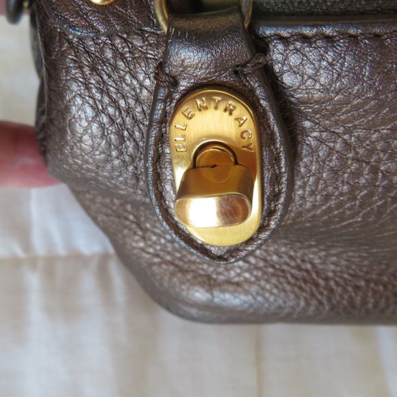 Ellen Tracy COPPER COLOR with Gold Trim Leather Handbag - Picture 3 of 11